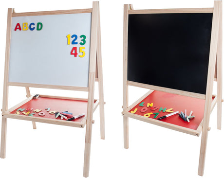 Longfield tavle whiteboard lavet af træ - dobbeltsidet børnetavle - pædagogisk spilleplade med magneter, kridt viskelæder - tegnebræt læringstavle - englehjerte