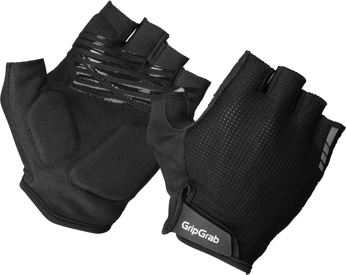 Gripgrab - explr polstret korte finger sommer cykelhandsker med polstring - unisex - sort