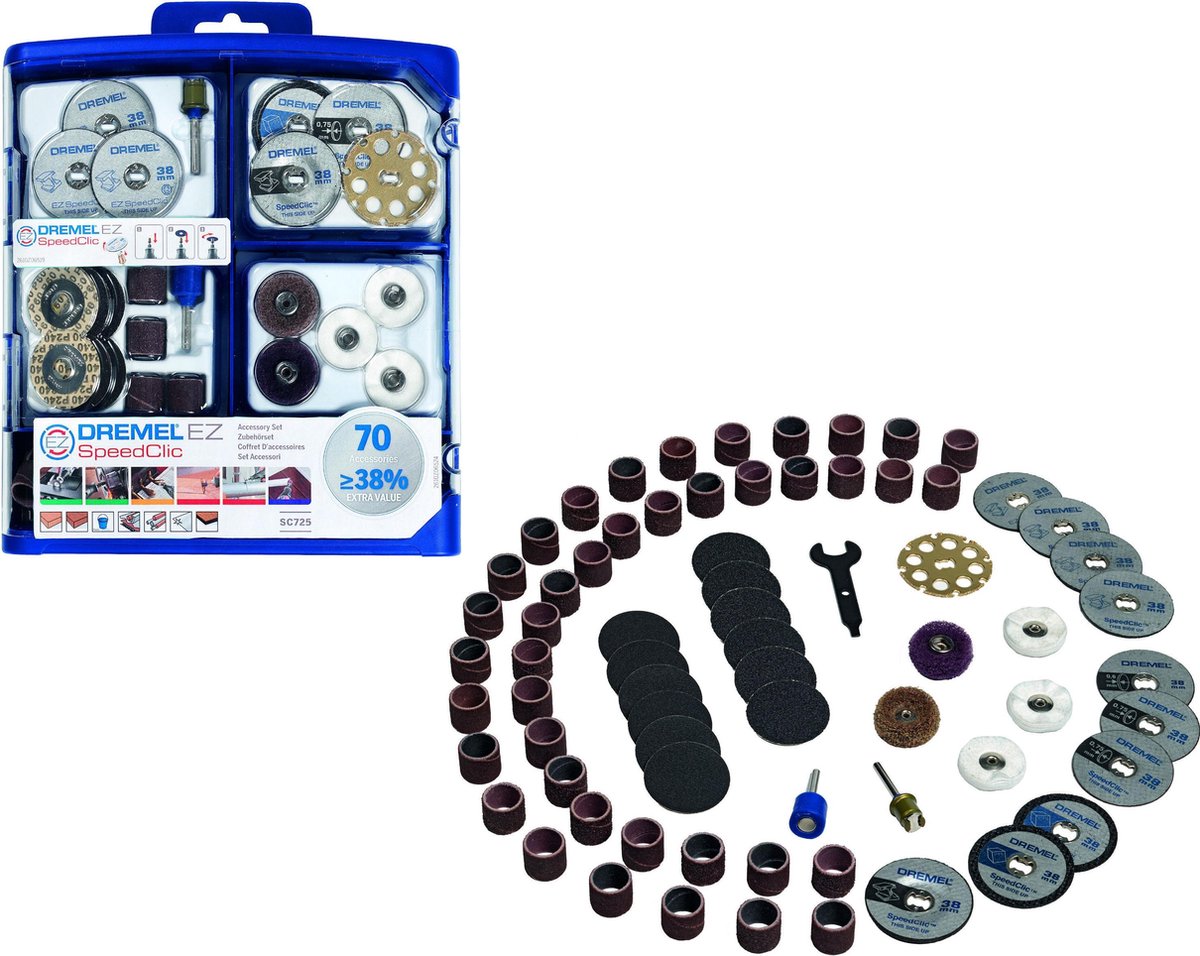 Dremel sc725 multiværktøj tilbehørssæt - 70 ez speedclic tilbehør