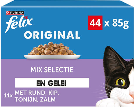 Felix original i jelly mix udvalg - våd kattefoder - oksekød kylling tun laks - 44 x 85 g