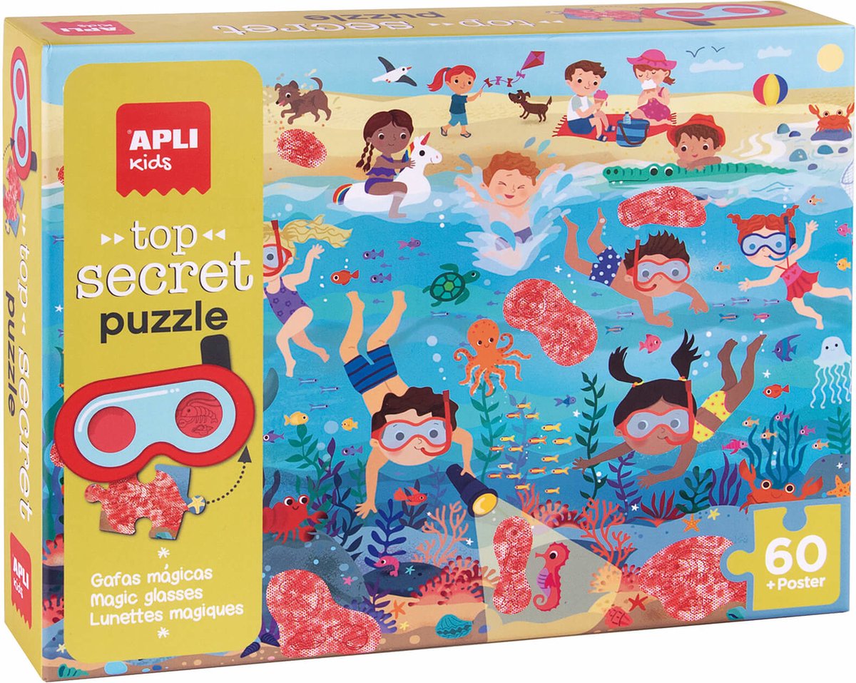 Apli kids - puslespil tophemmelig strand (60 stykker).