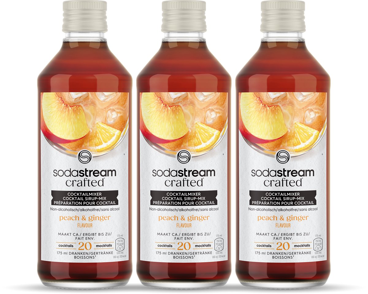 Sodastream fremstillede mixere fersken ingefær citronsirup - 3 stk