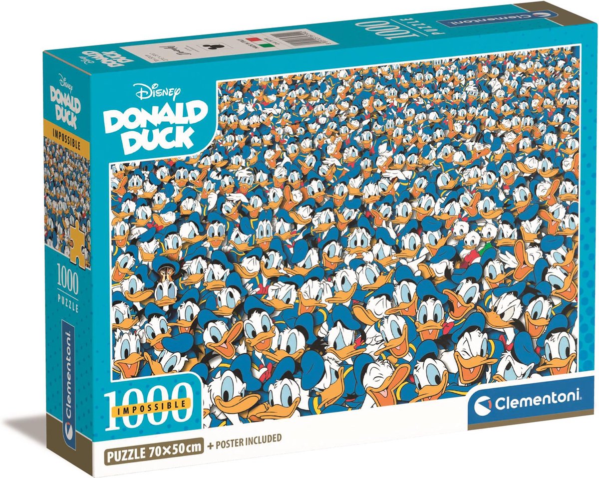 Clementoni - puslespil - 1000 brikker - umulig donald duck compact - fra 14 år