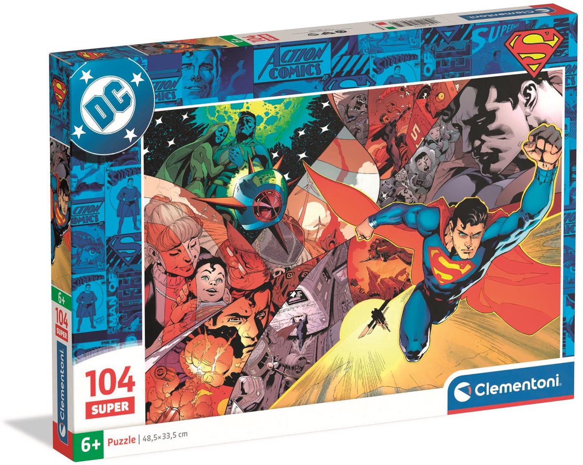 Clementoni - puslespil - supermand - dc - 104 brikker - fra 6 år