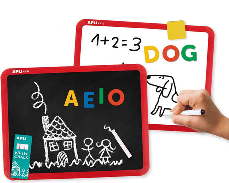 Apli kids dobbeltsidet magnetisk skrivetavle tuschkridt
