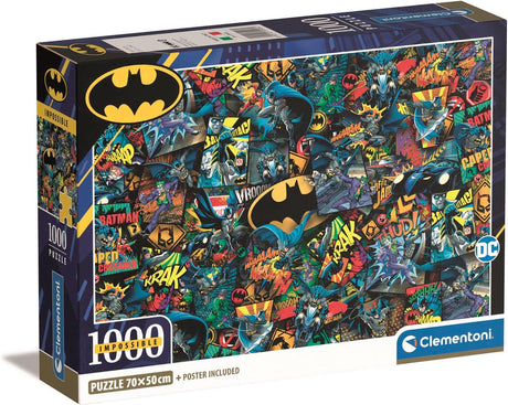 Clementoni - puslespil - batman - dc - 1000 brikker - umuligt - med plakat - fra 14 år