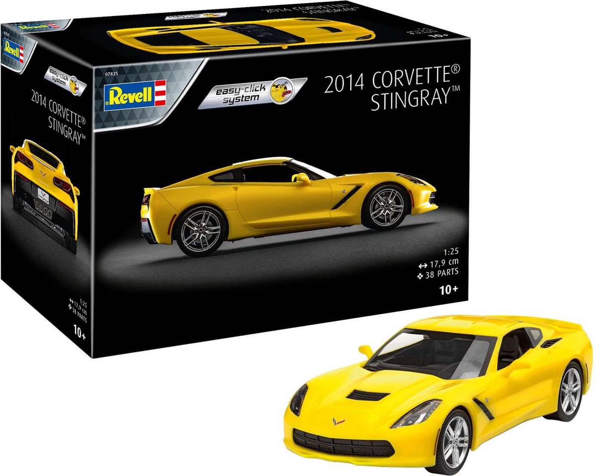 Revell modelbyggesæt militærkøretøjer - 07825 corvette stingray 2014 - letklik plastik - 1:25 - modelsæt