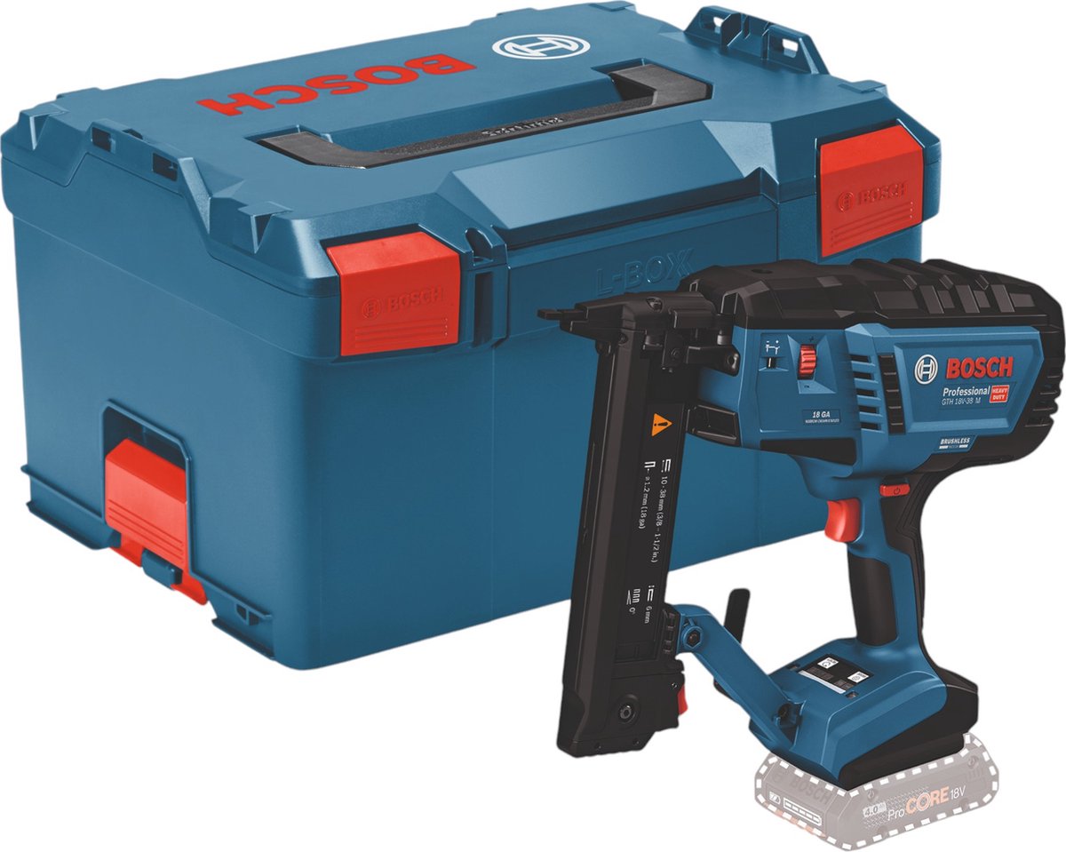Bosch professionel gth 18v-38 m batteri hæfteklammer 18v basiskrop i l-boxx - 0601482501