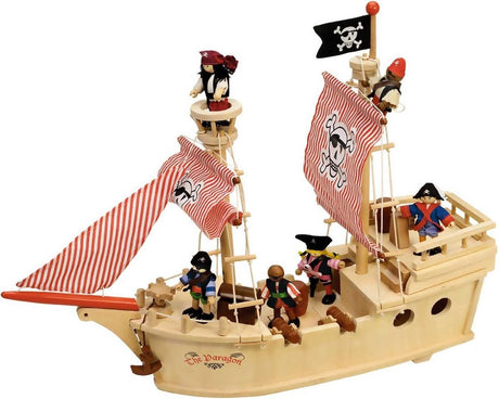 Bigjigs toys houten piratenschip - green toys