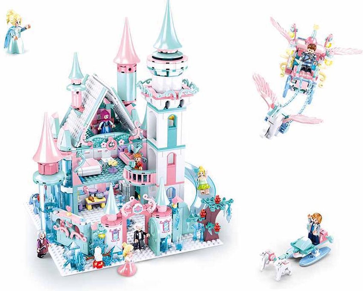Sluban-pigers drømmeisborg til vinterfeer byggelegetøj til børn fra 6 år - byggelegetøj modelbygning eventyrslot - byggekasse med 1324 byggeklodser og 9 minifigurer - m38-b0789