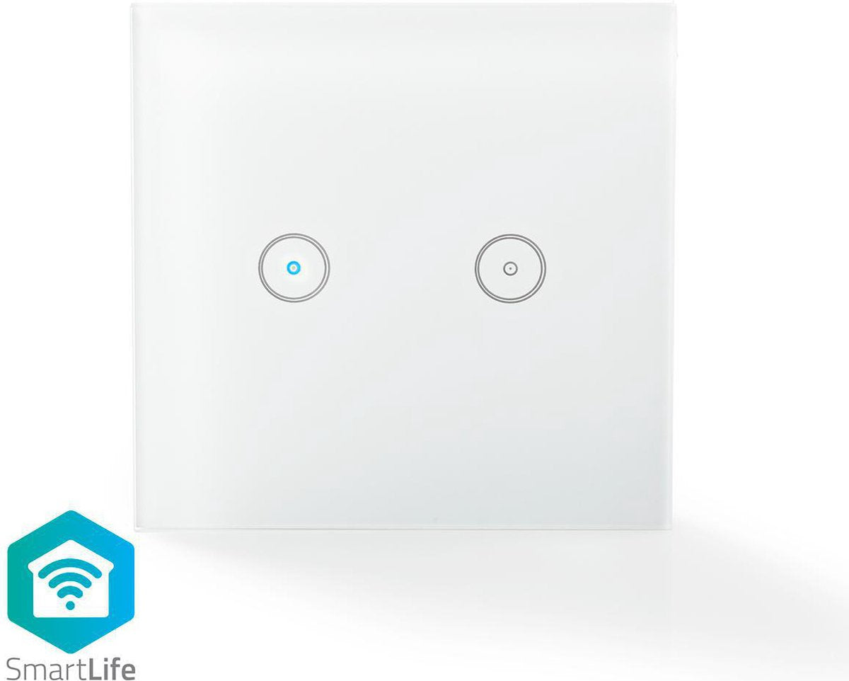 Nedis smartlife lyskontakt – WiFi – dobbelt – 1000w – glas – hvid