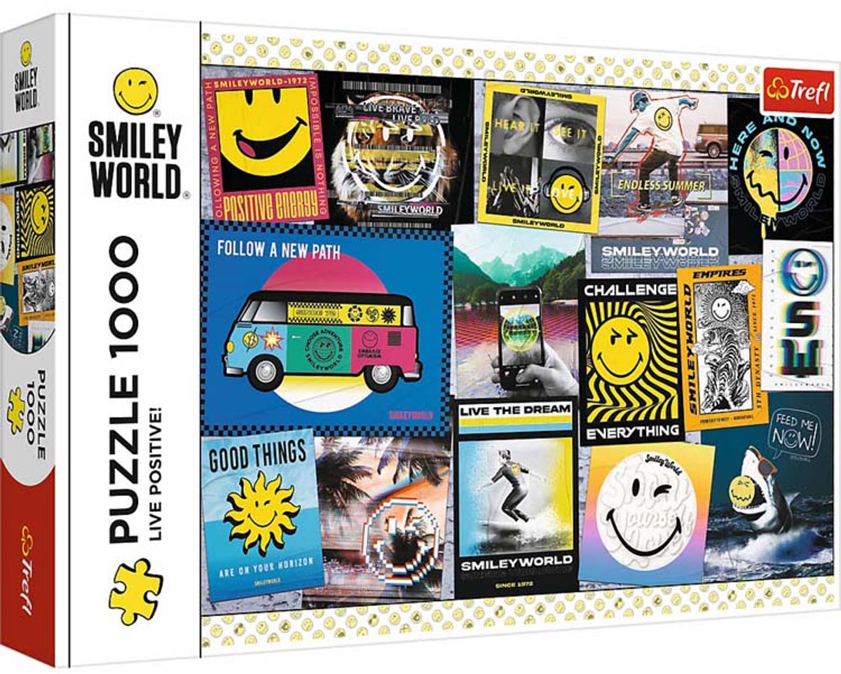 Trefl puslespil 1000 brikker - smiley - live positive! munter puslespil sjov.