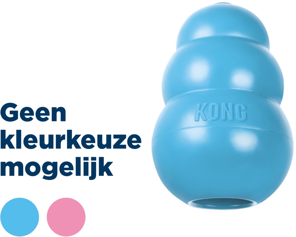 Kong hvalpelegetøj - tilfældig farve pink eller blå - gummi - 10 cm - l