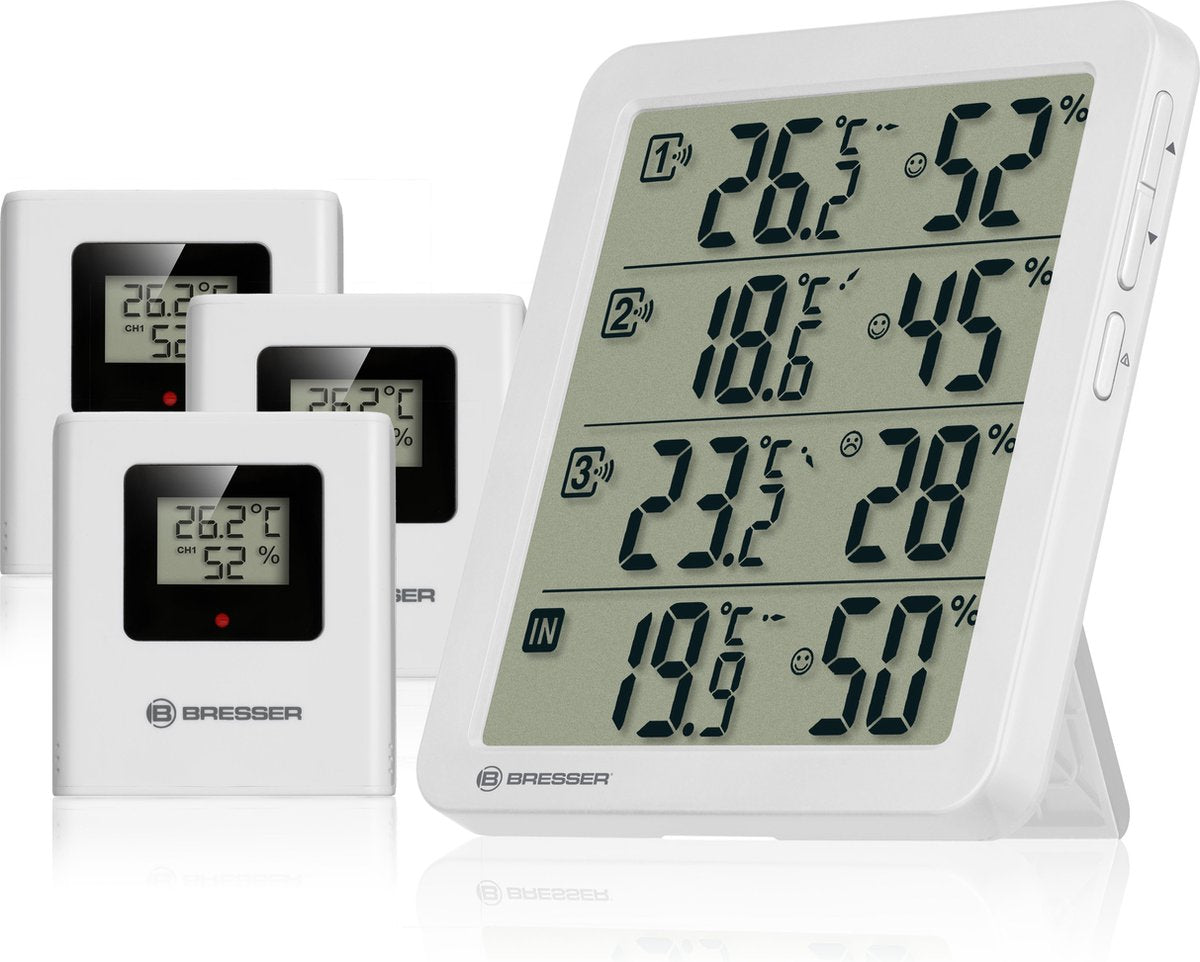 Bresser vejrstation - quadro nv - termo-hygrometer - hvid