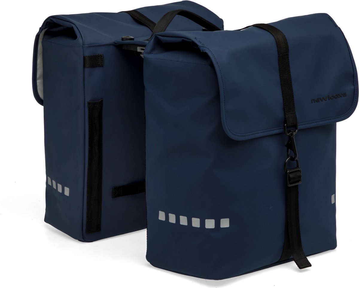 Burgere - new looxs new looxs ® odense double mik - dobbelt cykeltaske - velegnet til elcykler - aftagelig taske til mik bagagebærer - vandafvisende polyester - 39 liter - mørkeblå