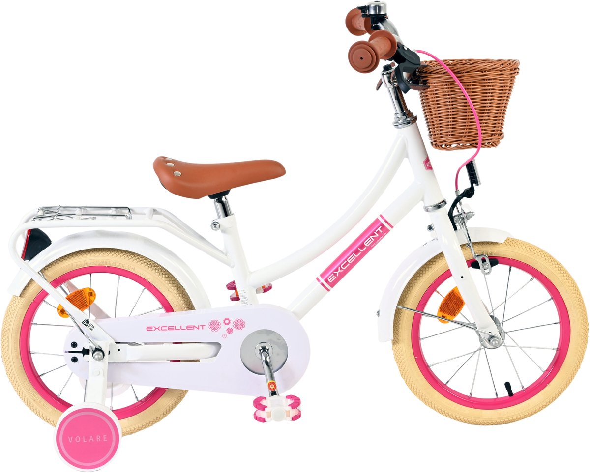 Volare fremragende børns cykel - piger - 14 tommer - hvid