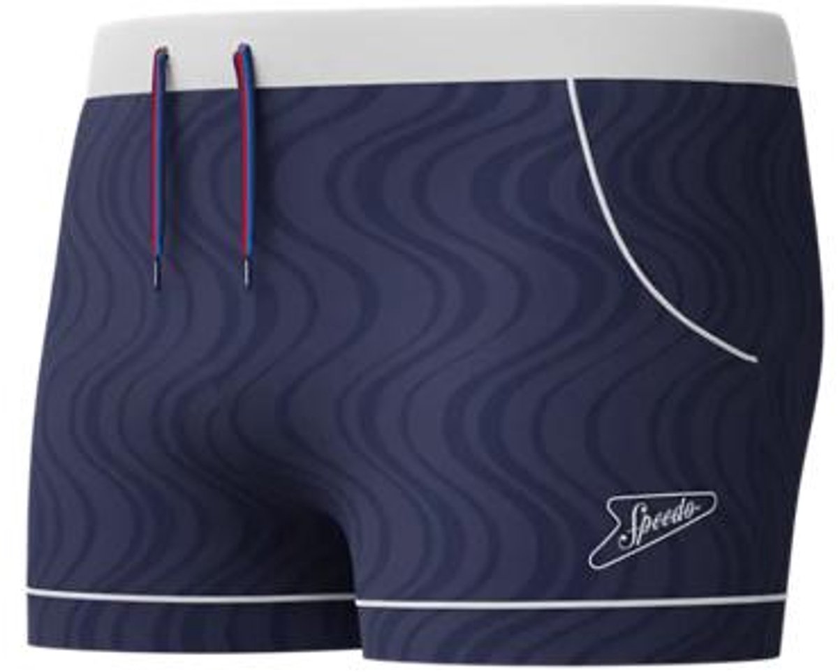 Speedo textured aquashort men's sports swim trunks - navy white