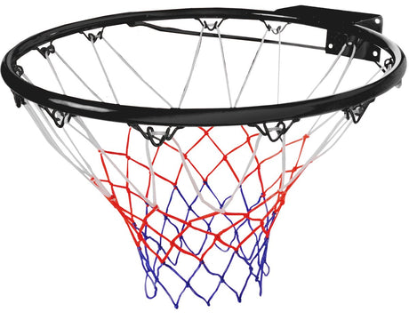 Engelhart basketball ring sort - inklusive net rød hvid blå - vægmontering - diameter ø 46 cm - rekreativ basketball ring - indendørs udendørs brug -