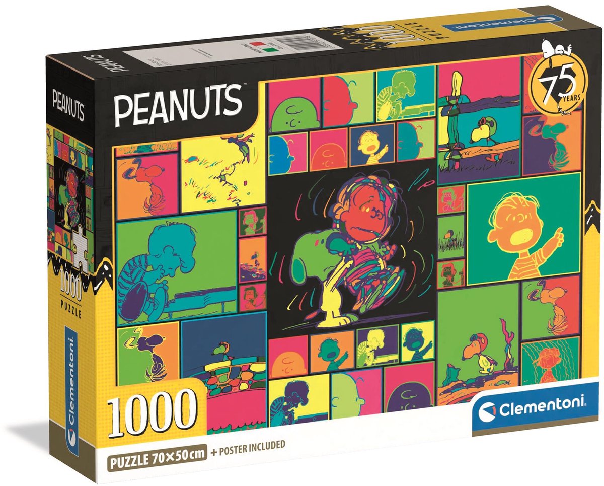 Clementoni - puslespil - 1000 brikker - peanuts 2025 kompakt æske