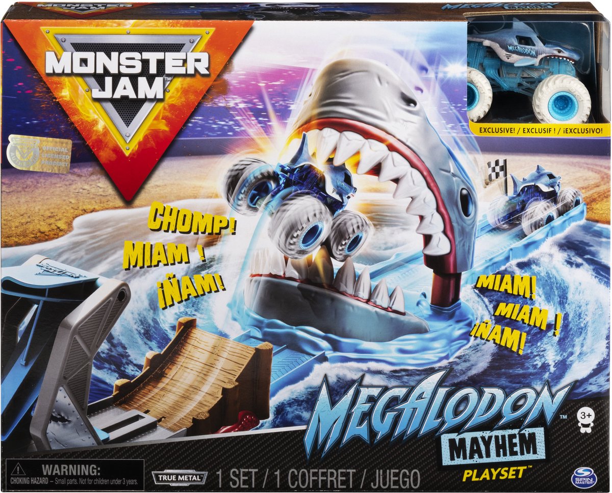 Monster Jam - Megalodon Mayhem legesæt med unik metal Megalodon lastbil i skalaen 1:64
