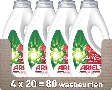 Ariel vloeibaar wasmiddel +ultra vlekverwijderaar - 4 x 20 wasbeurten