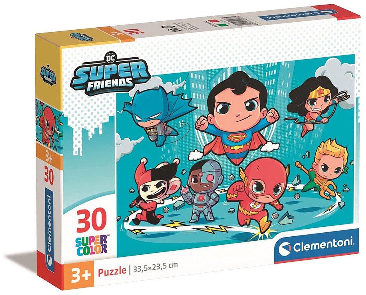 Clementoni - puslespil 30 brikker dc comics supervenner, børnepuslespil, 3-5 år, 20277