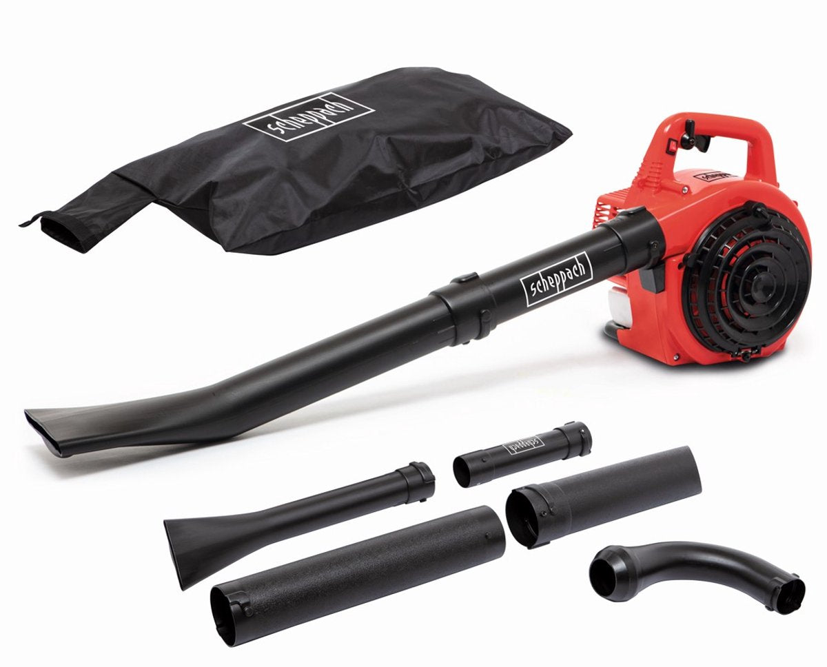 Scheppach 3-i-1 benzin løvblæser lbh2600p - 25,4cc - 700w - 1,0hk - løvsuger, løvblæserkværn - blæsehastighed 268 km t - 678 m³ t - 50l opsamlingspose