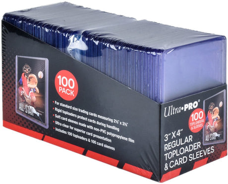 Ultrapro ultra pro - toploader - toploader - 3 x 4 (100) klare almindelige kortærmer (100) - tcg - handelskortspil - op