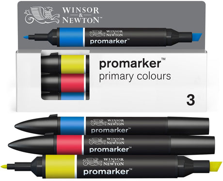 Winsor Newton 0290190 promarker set 3 pieces – primary colors – alcohol markers with double tip