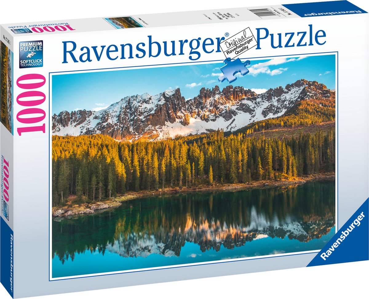 Ravensburger puslespil italienske landskaber: lago di carezza - puslespil - 1000 brikker