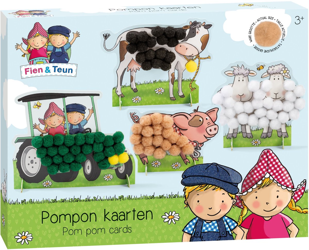 Bambolino fien teun crafting - pomponklæbning - sæt til husdyrbrug - kreativt legetøj, småbørn, førskolebørn - fra 3 år - legetøj