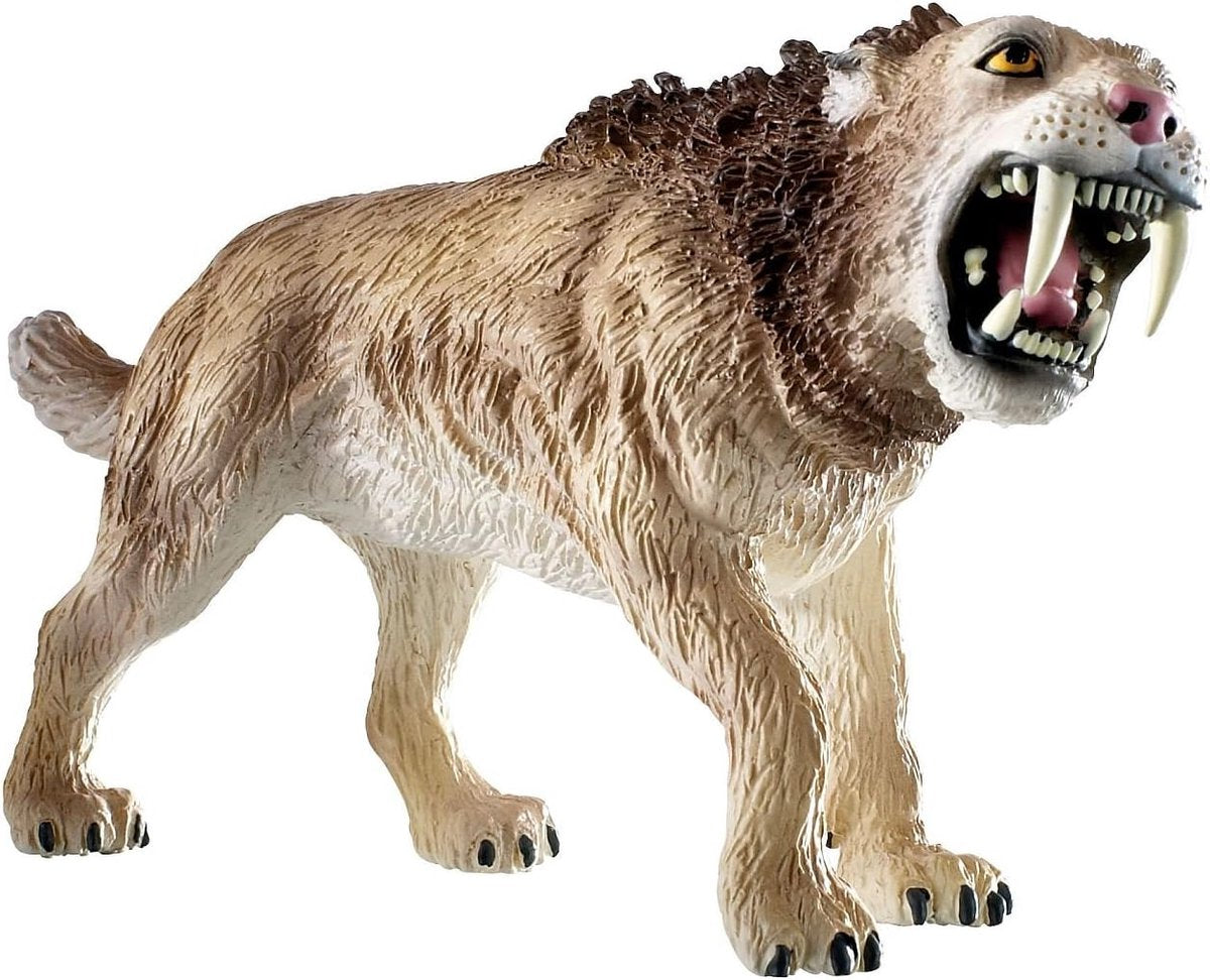 Bullyland 58375 – legefigur og samlerfigur sabeltiger (smilodon) – ca. 9 cm – naturtro og detaljeret design – ideel som pædagogisk legefigur, kagepynt eller lille gave til børn fra 3 år.