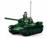 Sluban WWII T-34-85 tankbyggelegetøj til børn fra 8 år - byggelegetøjsmodelbygning - byggekasse med 497 byggeklodser - m38-b0982