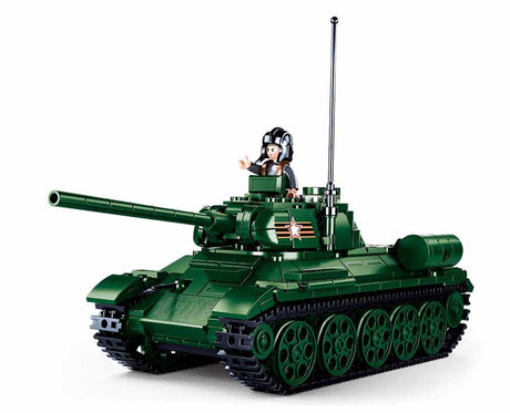 Sluban WWII T-34-85 tankbyggelegetøj til børn fra 8 år - byggelegetøjsmodelbygning - byggekasse med 497 byggeklodser - m38-b0982