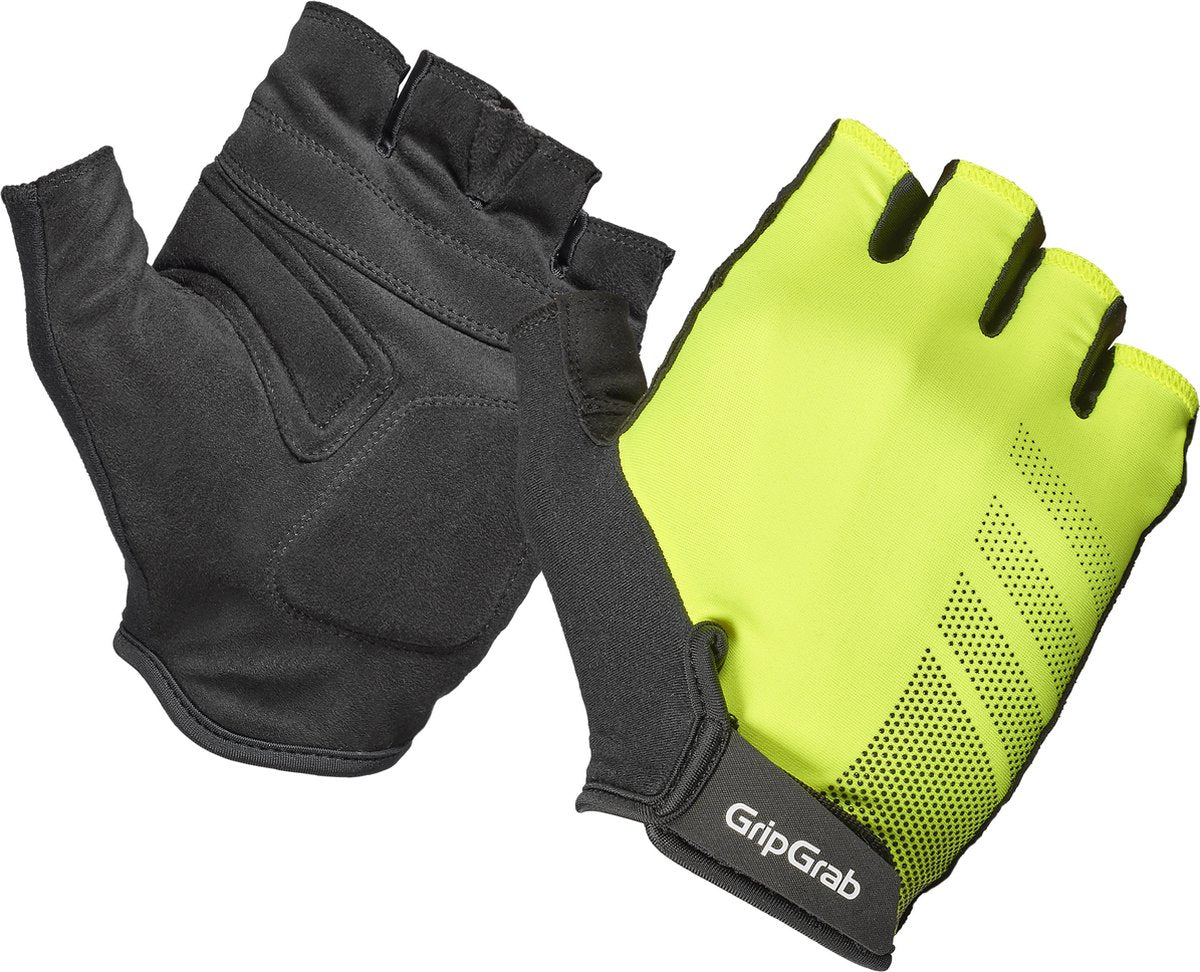 Gripgrab - ride rc lite kortfinger sommercykelhandsker med polstring - gul hi-vis - unisex - størrelse s