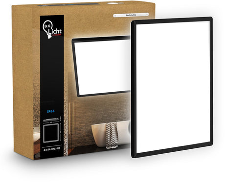 B.k.licht lavvandet - LED badeværelseslampe loftslampe - panelloftslampe - badeværelsesbelysning med neutralt hvidt lys - ip44 - 42 x 42 cm - sort