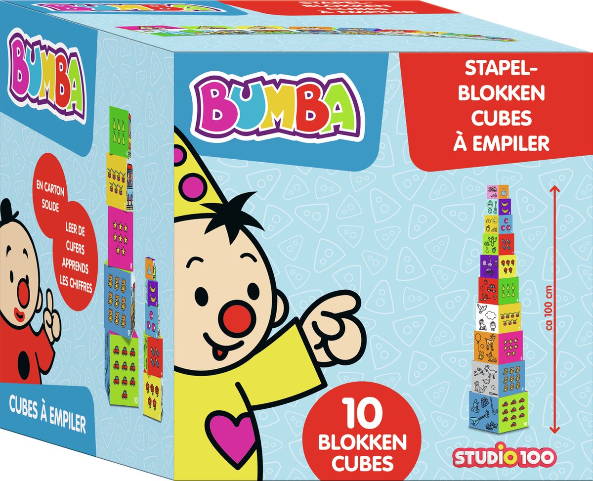 Bumba stabelblokke - 10 blokke i pap - total højde 100 cm