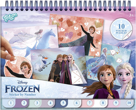 Totum Disney frosne ferie aktivitetsbog klistermærke puslespil bog - klistermærke efter nummer og malebog - klistermærke efter nummer pædagogisk legetøj crafting 25-dele