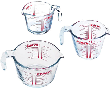Pyrex målebæger, sæt med 3 dele - | klassisk prepware