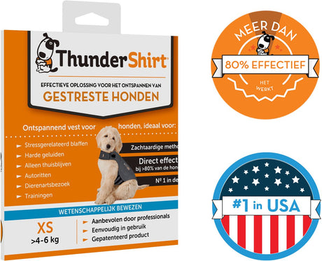 Thundershirt xs - nº1 afslappende vest til stressede hunde - umiddelbart beroligende - nem at bruge - blid metode