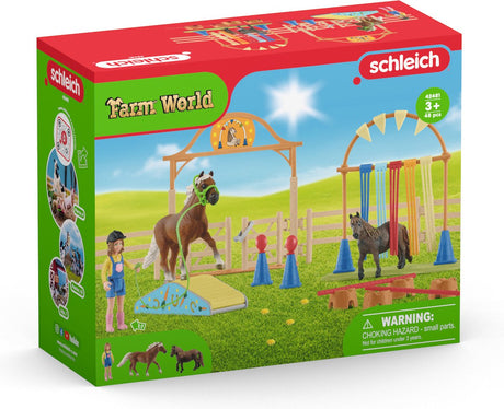 Schleich farm world play figursæt - hestetræningslejr - børnelegetøj til drenge og piger - 3 til 8 år - 41 dele - 42481