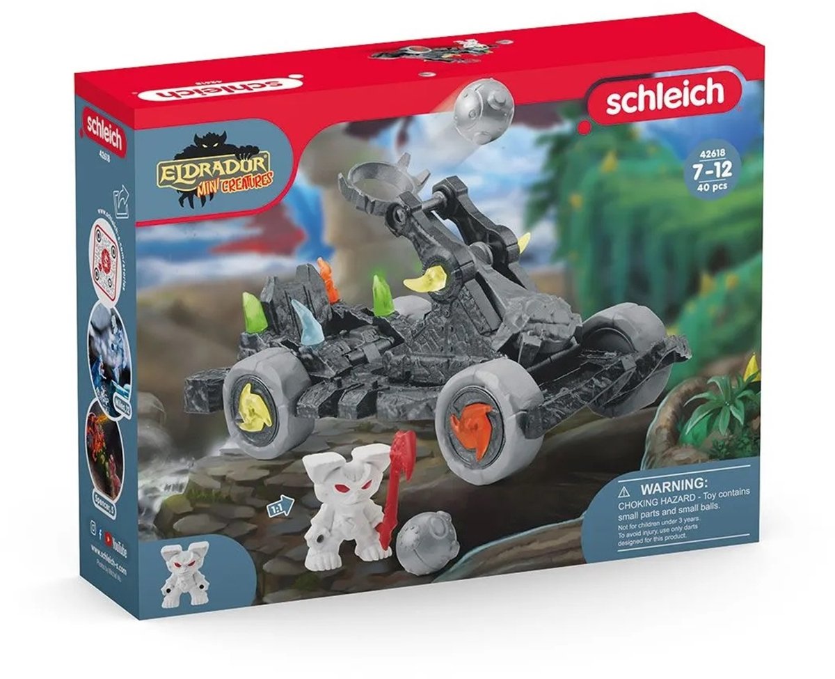 Schleich Eldrador Creatures Catapult med Mini Creature - Katapult, Slingshot - Legetøjsfigursæt - 42618