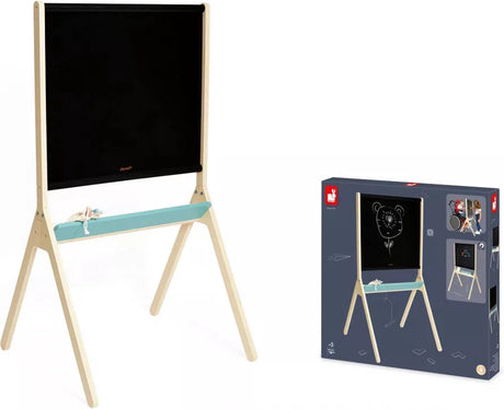 Janod tavle - klassisk magnetisk tavle - dobbeltsidet: 1 almindelig side og 1 magnetisk gitterside - leveres med 20 magneter og 1 spilhæfte til 24 7 sjov! - egnet fra 3 år