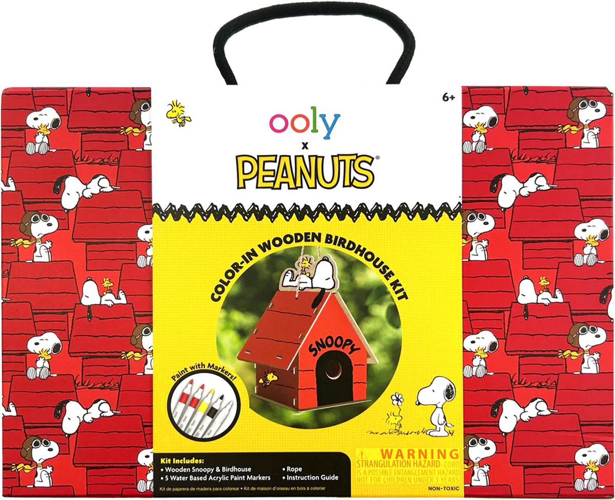 Ooly - x peanuts - d.i.y. snoopy træfuglehus + 5 akrylmalingstusser