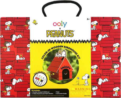 Ooly - x peanuts - d.i.y. snoopy træfuglehus + 5 akrylmalingstusser