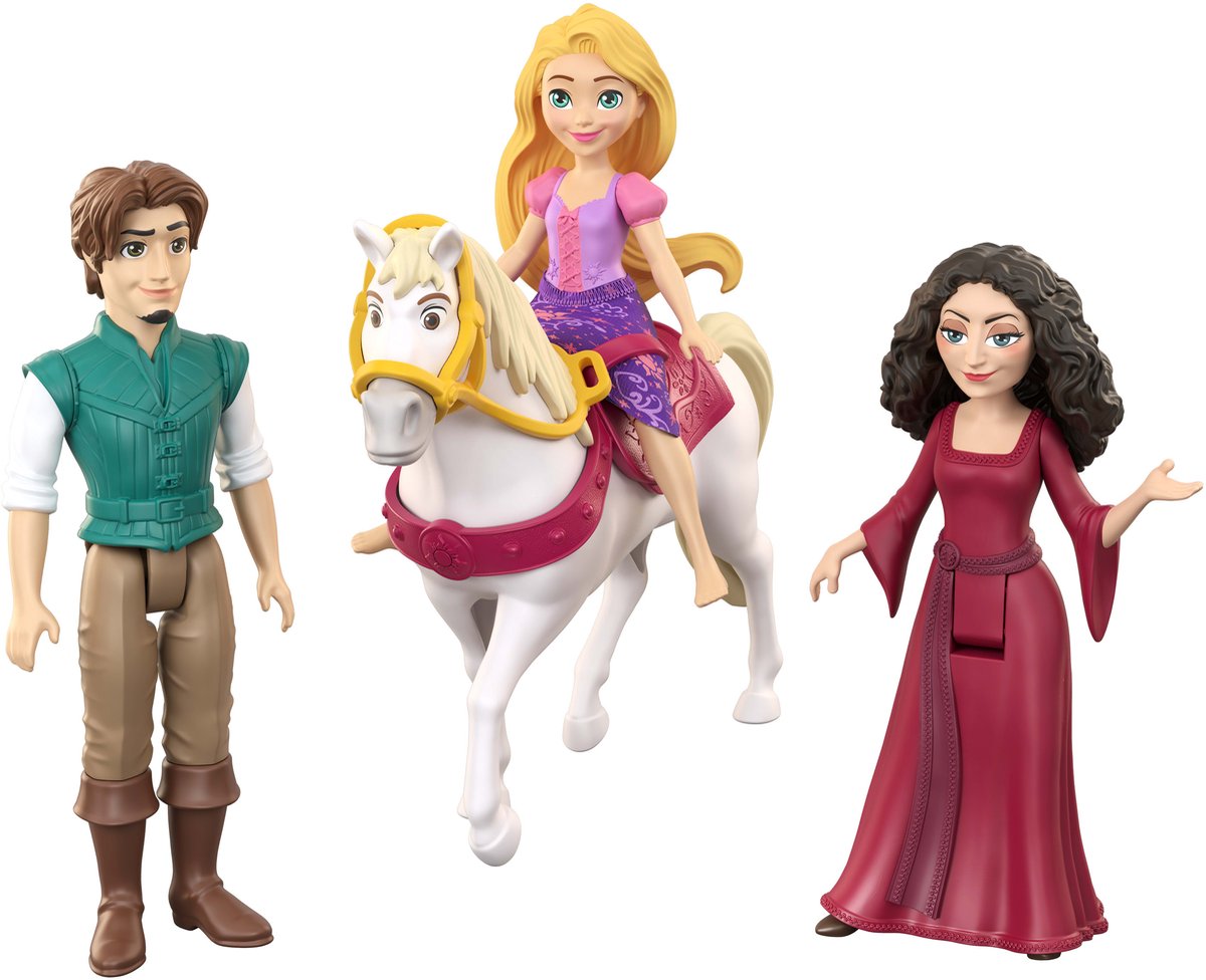 Mattel disney prinsesse rapunzel karaktersæt med 3 små dukker og hest