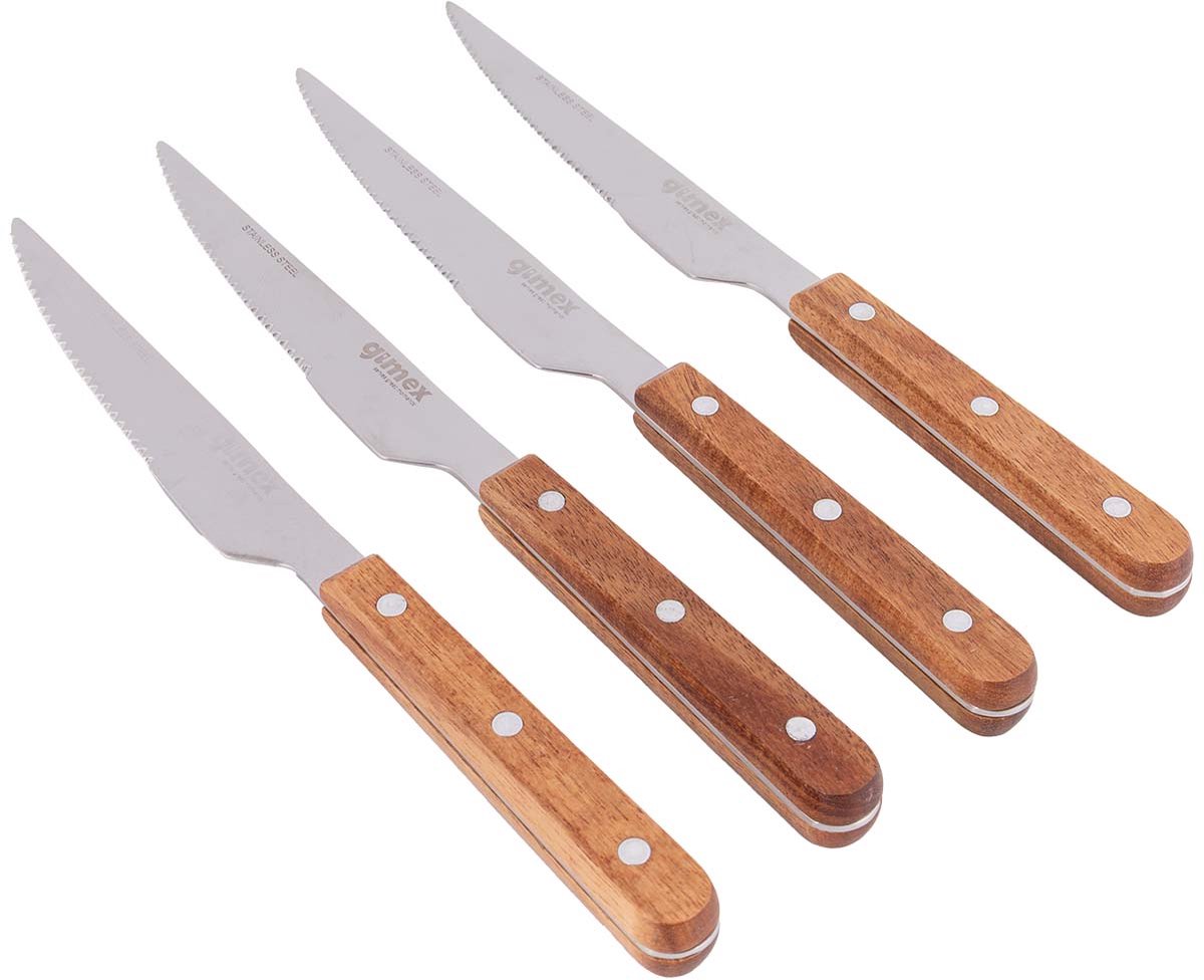 Gimex - naturlinje - knivsæt - træ - rustfrit stål - 4 stk