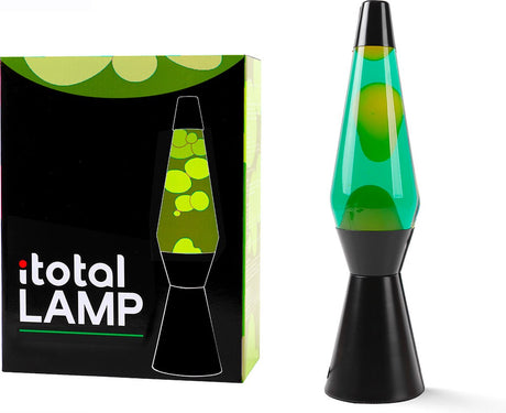 I-total lavalampe - lavalampe - humørlampe - 40x11 cm - glasaluminium - 30w - grøn med gul lava - sort - xl2341