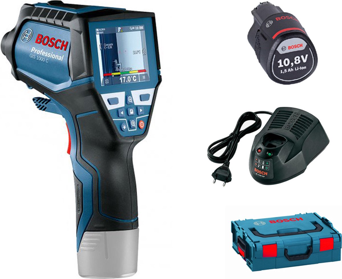 Bosch termisk detektor gis 1000 c (1x12v 1,5 ah batteri + oplader al 1130 cv)