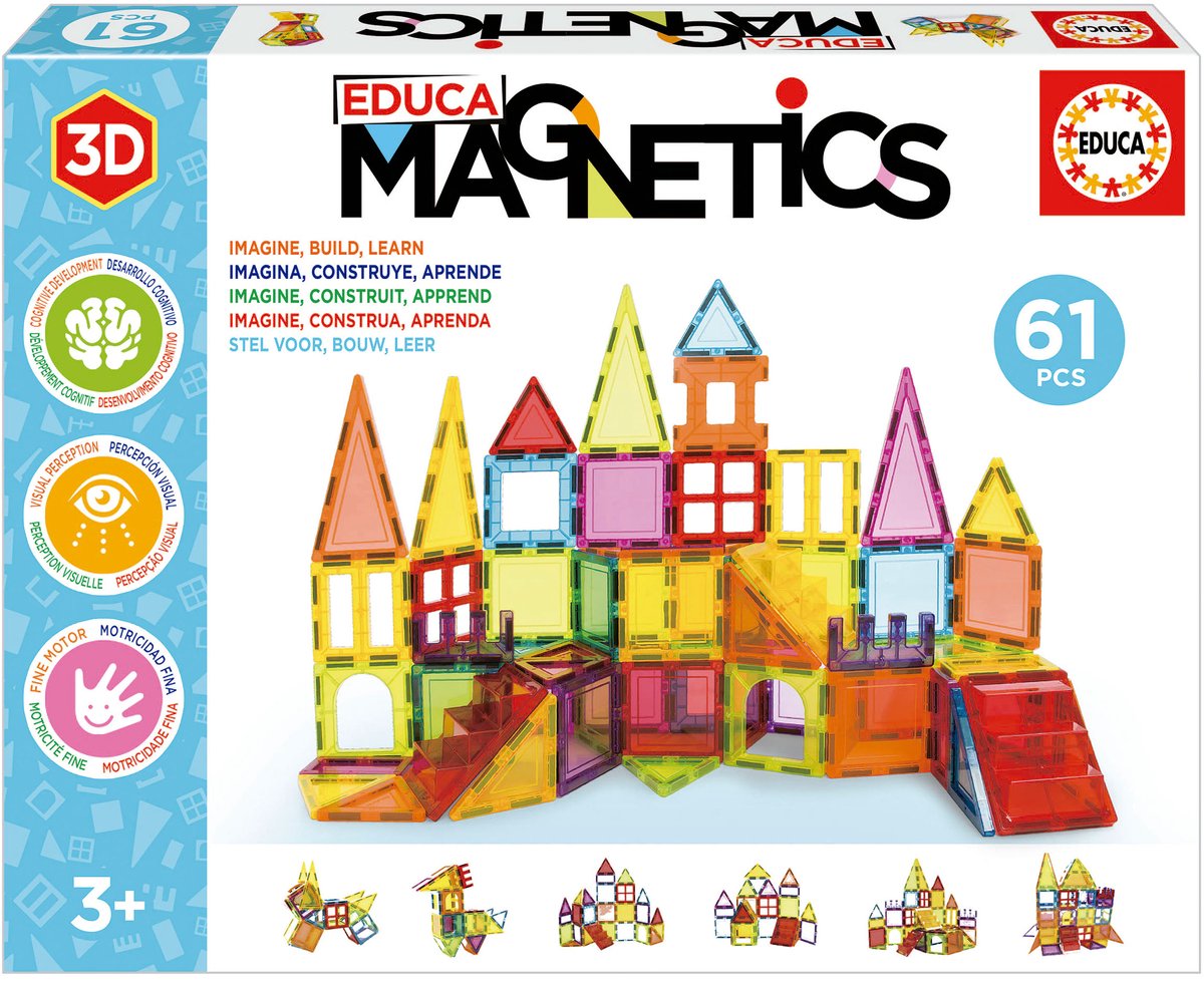 Educa - magnetik - magnetiske fliser - magnetiske paneler - magnetiske fliser - 61 stk.